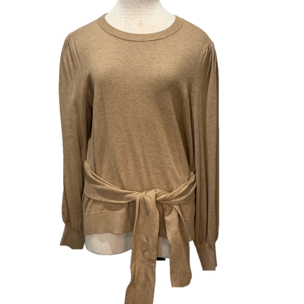 Lauren Ralph Lauren sz XL camel colored crewneck sweater with tie